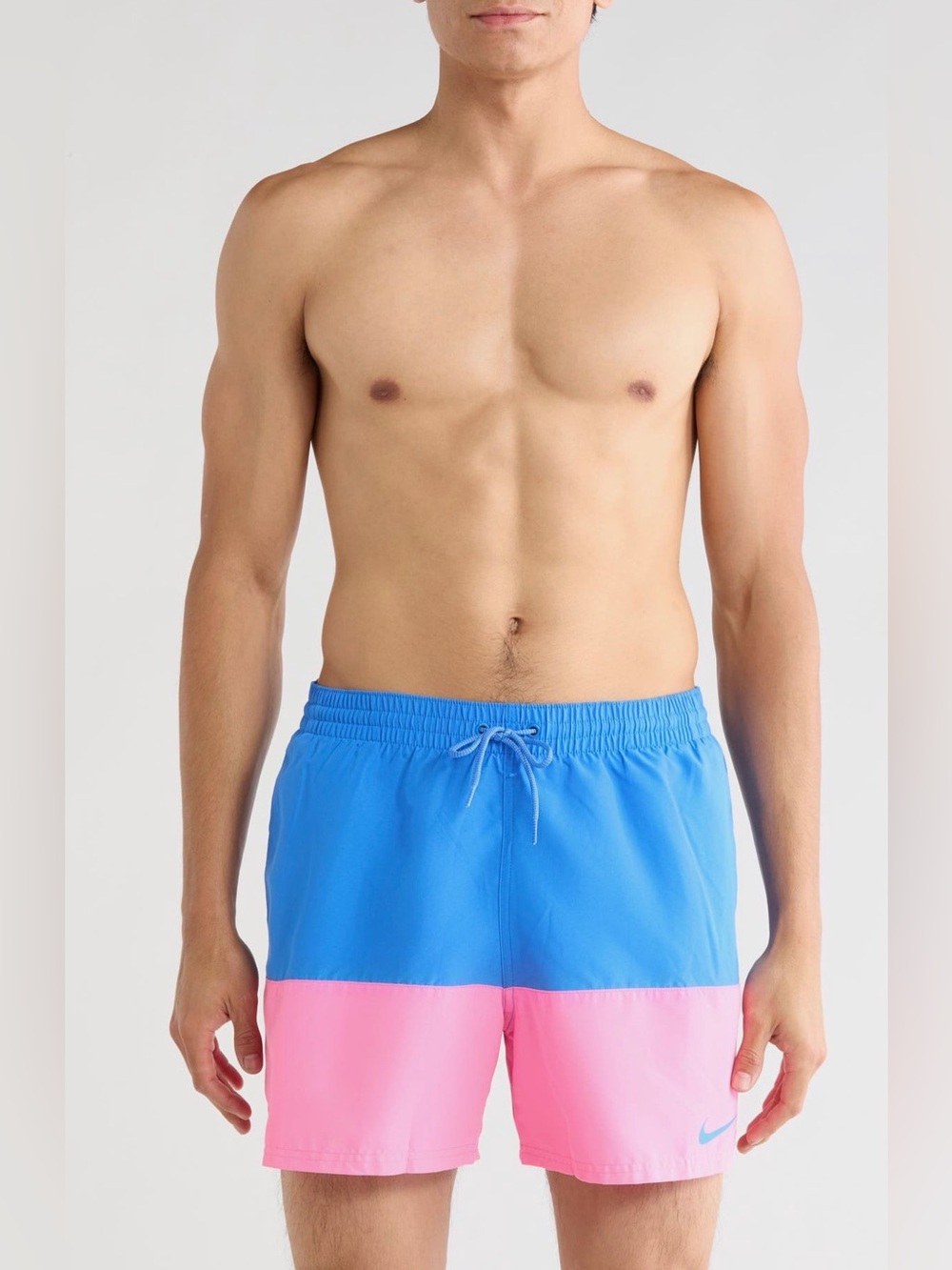 Nike Colorblock Drawstring Volley Shorts swim trunks Pink Blue Large NWT